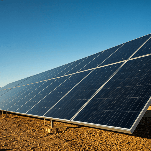 Hilera de paneles fotovoltaicos al sol — imagen ilustrativa